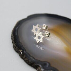 Jewelry earrings Star of David studs stud silver tone dainty minimalist fashion